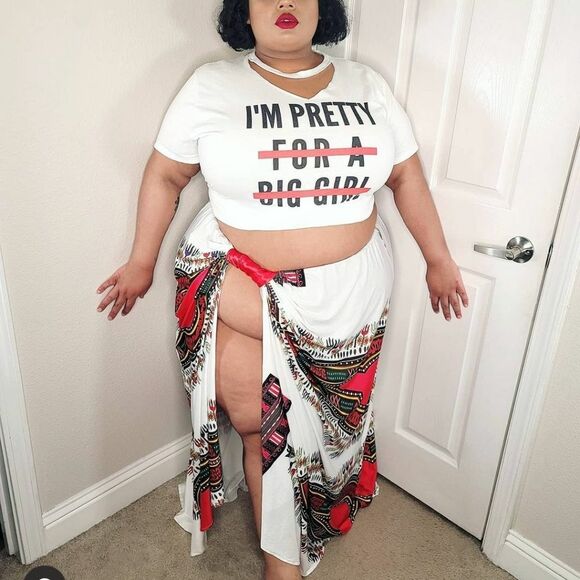 I'm Pretty. White & Red Crop Top T-Shirt size 2x - Picture 5 of 11